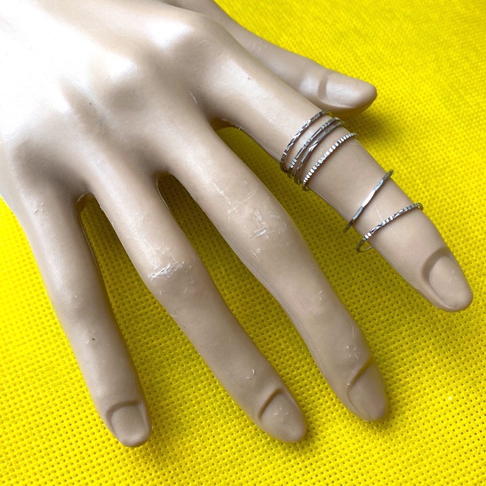 6 Assorted Sterling? Silver Stackable Rings Lot S… - image 1